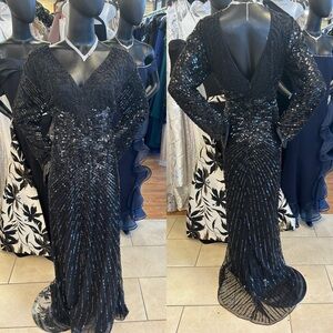 Primarvera Black Sequin Long Sleeve Dress size 18W